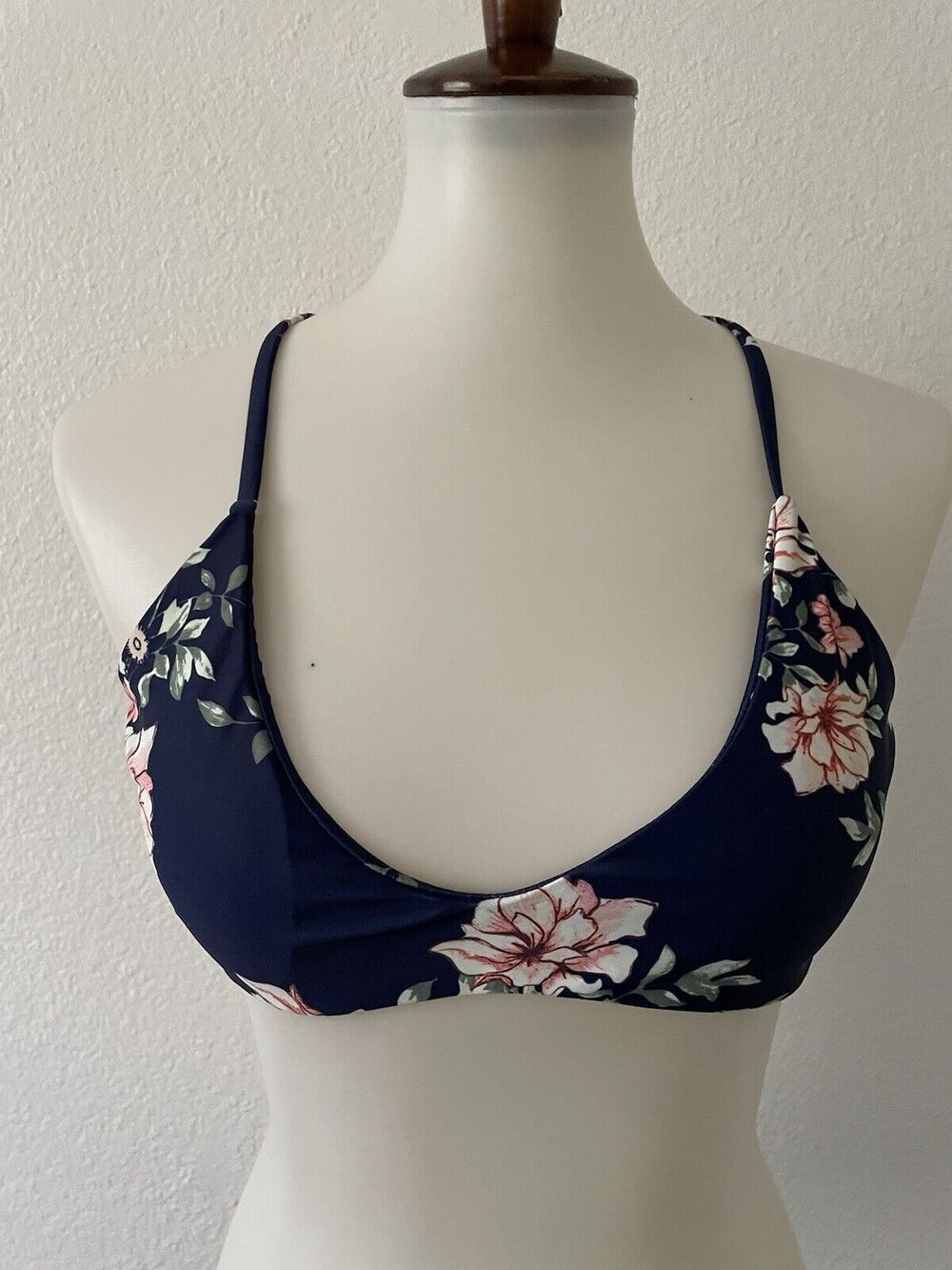 Sol Sienna Swim  Bikini Top Triangle Floral Print Swimwear
